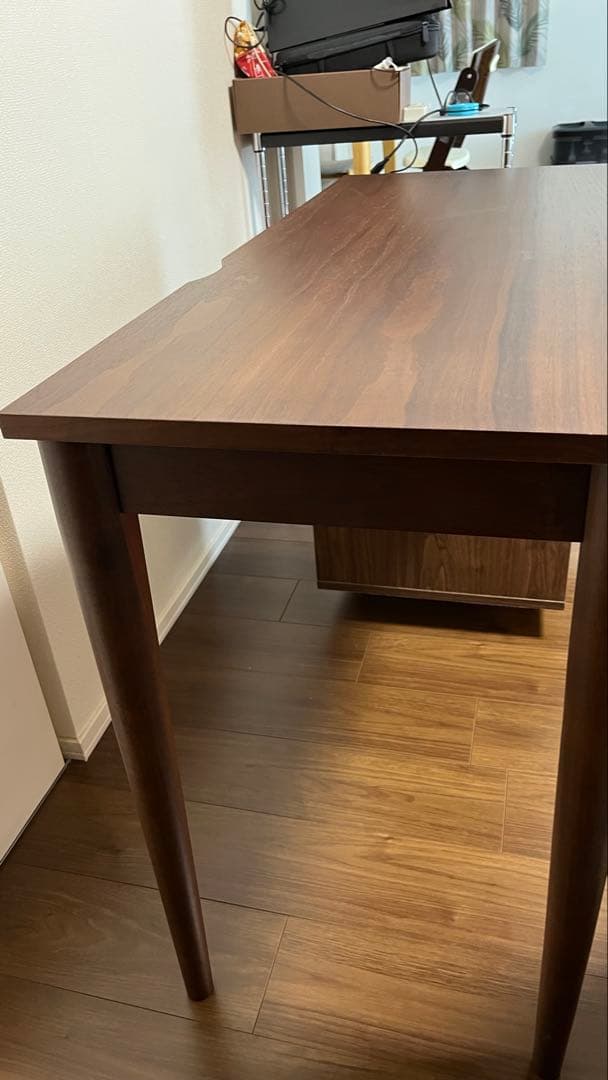 ブラウン木製デスク 引き出し付き　1月末廃棄予定