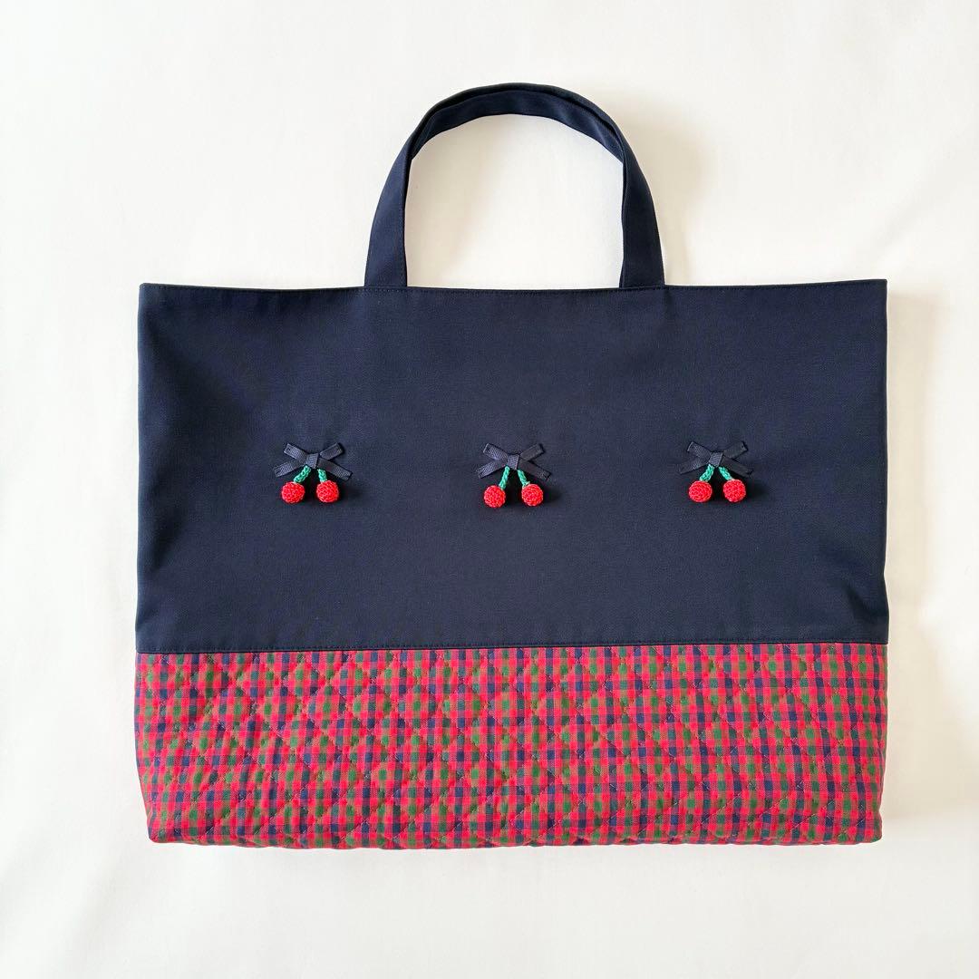 ファミリア風　さくらんぼ　レッスンバッグ　上履き入れ　お着替え袋　4点セット