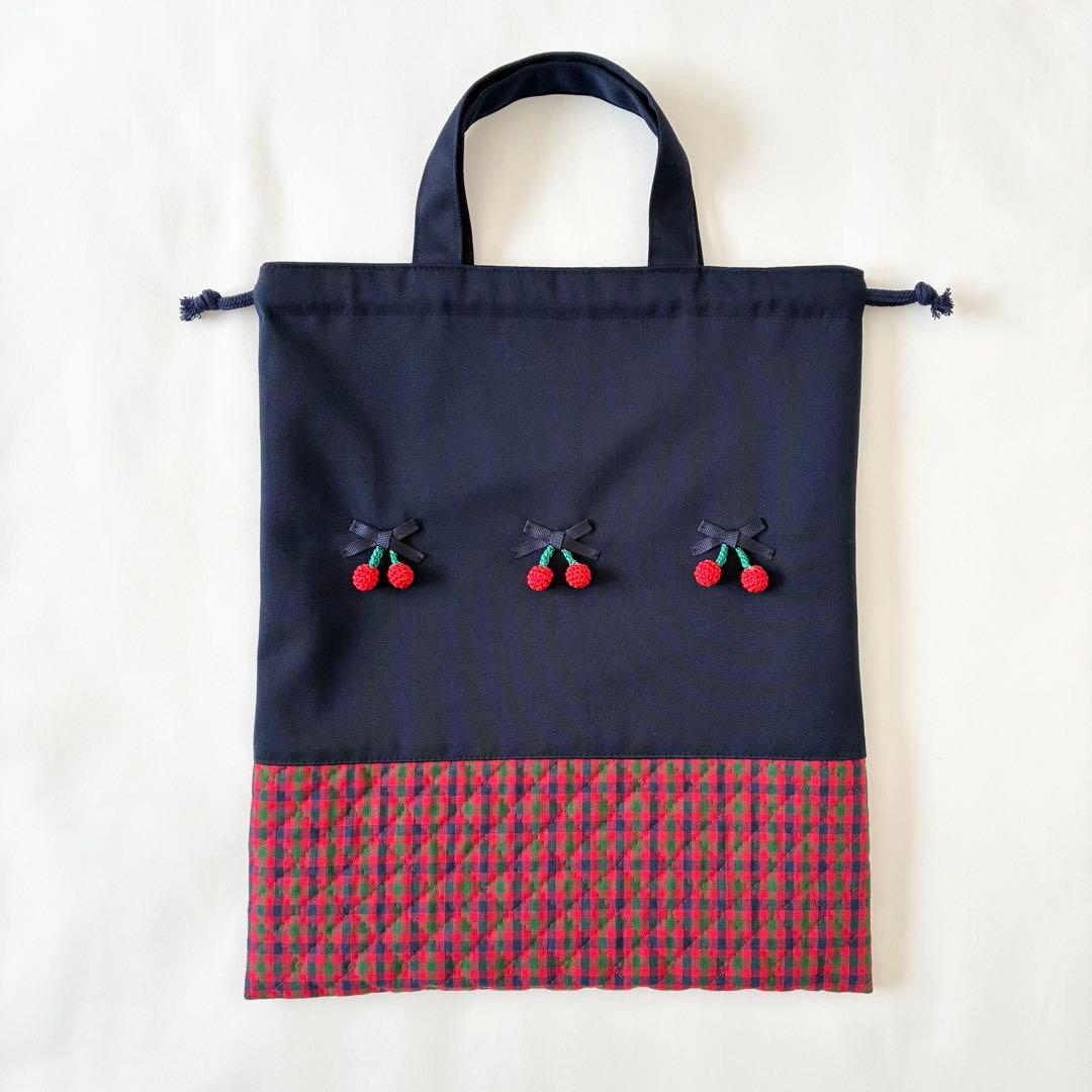 ファミリア風　さくらんぼ　レッスンバッグ　上履き入れ　お着替え袋　4点セット