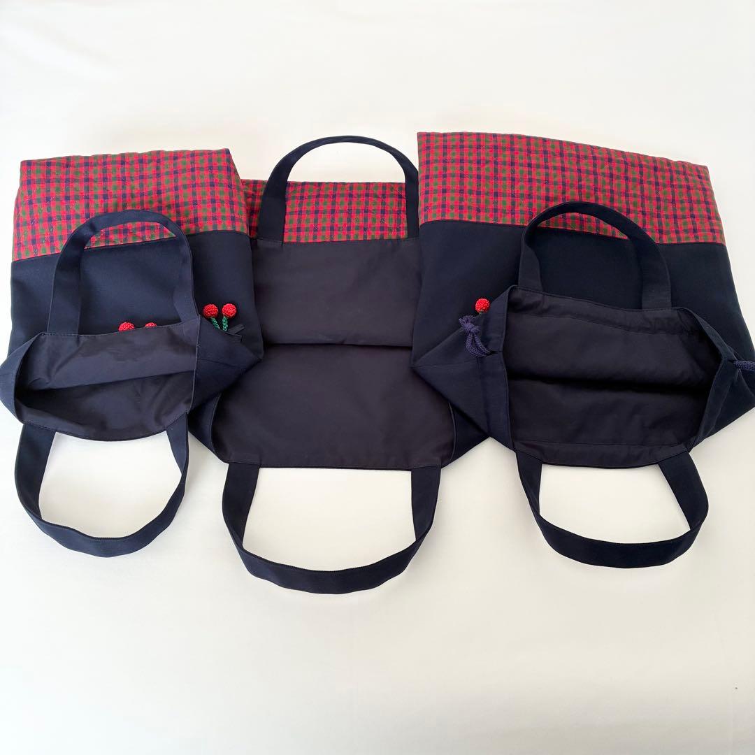 ファミリア風　さくらんぼ　レッスンバッグ　上履き入れ　お着替え袋　4点セット