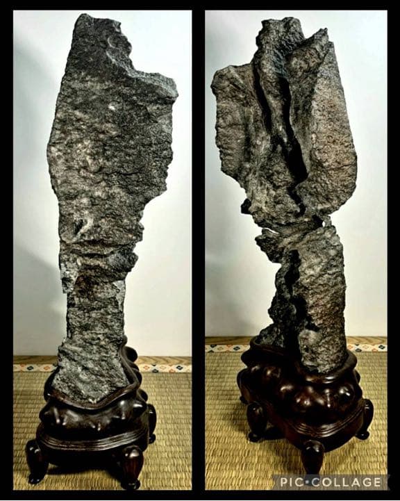 3896 時代の古い太湖石 銘『大鵬』太湖石 高53(cm) 6.68kg