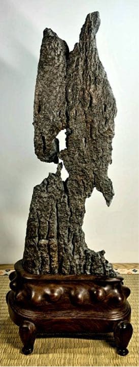 3896 時代の古い太湖石 銘『大鵬』太湖石 高53(cm) 6.68kg