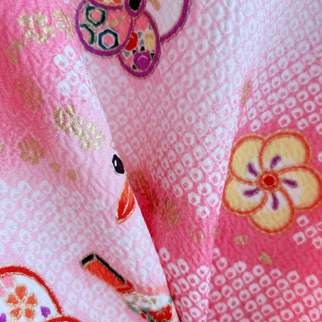 七五三　3歳女の子　長着＆長襦袢&被布　フルセット　ピンク　箱セット　51985