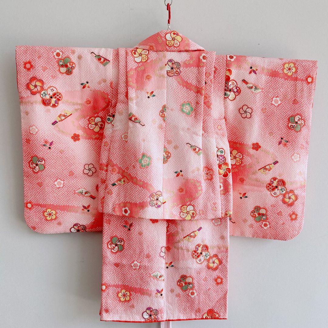 七五三　3歳女の子　長着＆長襦袢&被布　フルセット　ピンク　箱セット　51985