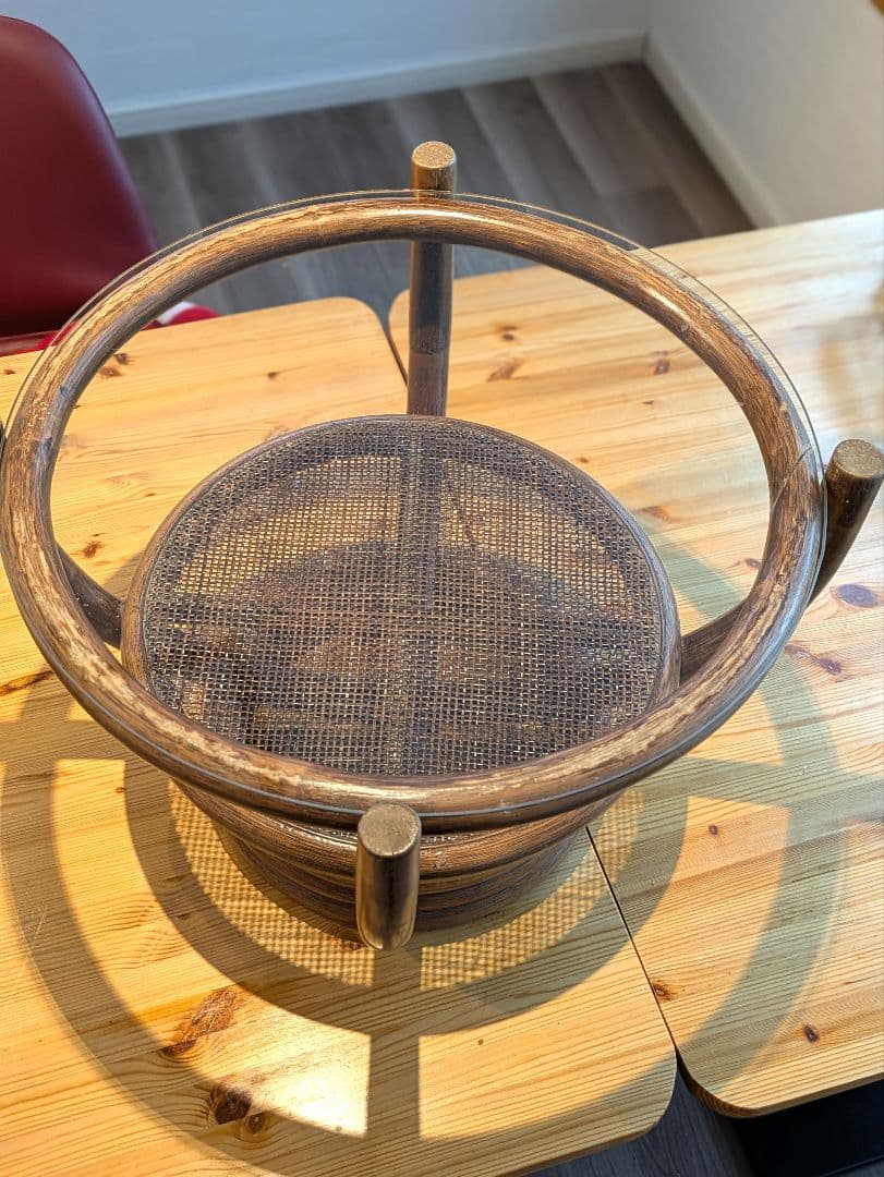 ラタンテーブル　籐テーブル　ガラス　昭和レトロ　ヴィンテージ　インテリア