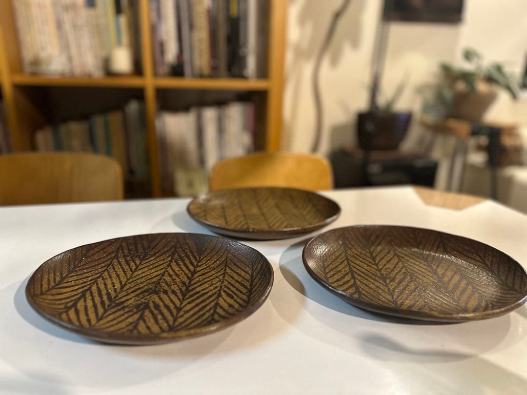 城進ヘリンボーン柄楕円皿3枚セット希少個展購入池田大介増渕篤宥花岡隆ファンにも