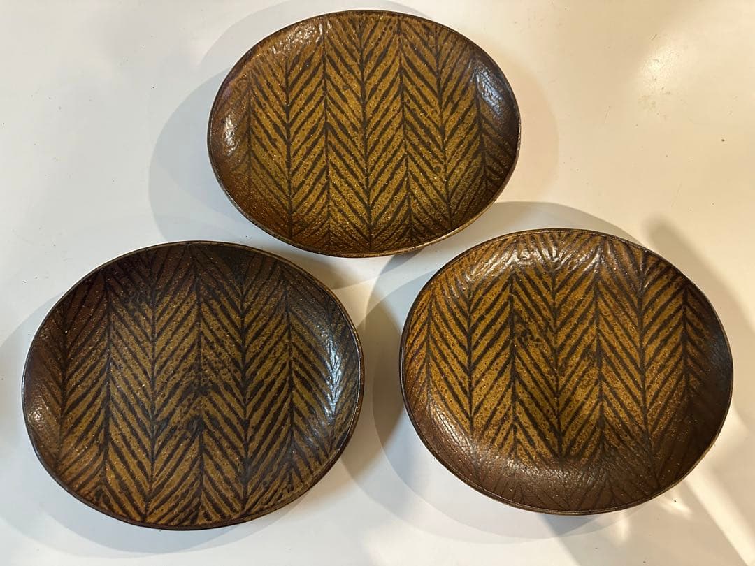 城進ヘリンボーン柄楕円皿3枚セット希少個展購入池田大介増渕篤宥花岡隆ファンにも