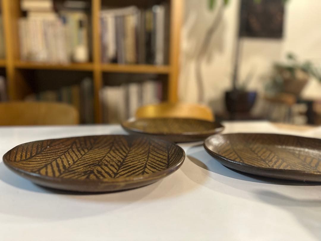 城進ヘリンボーン柄楕円皿3枚セット希少個展購入池田大介増渕篤宥花岡隆ファンにも