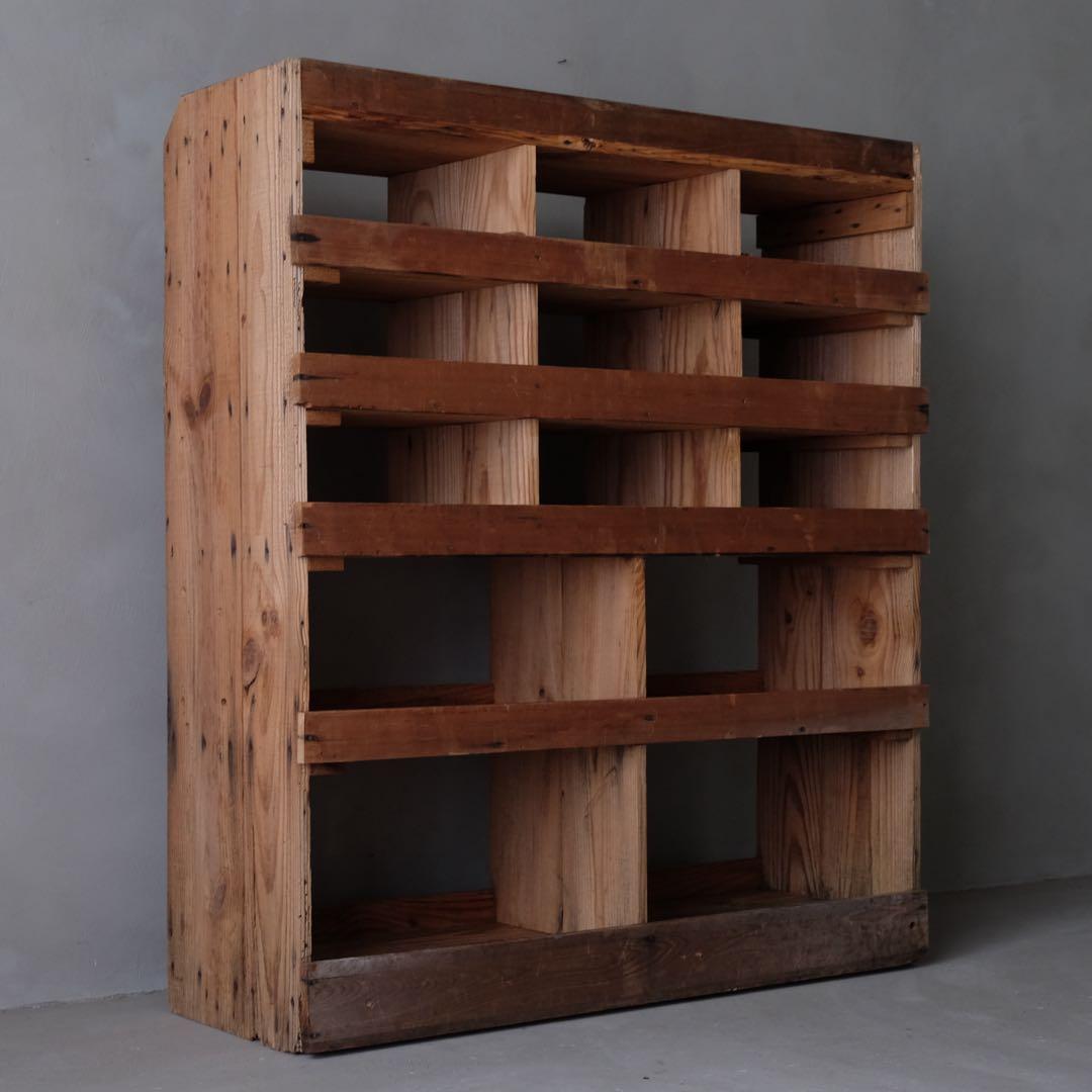 杉材 マス目収納棚　飾り棚 シェルフ ラック 古家具 古道具 アンティーク