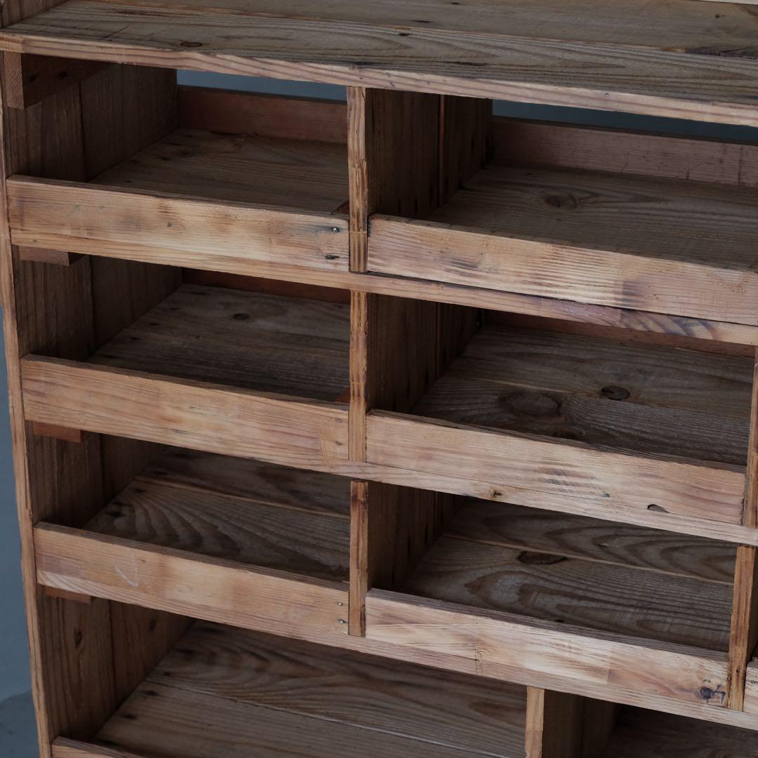 杉材 マス目収納棚　飾り棚 シェルフ ラック 古家具 古道具 アンティーク
