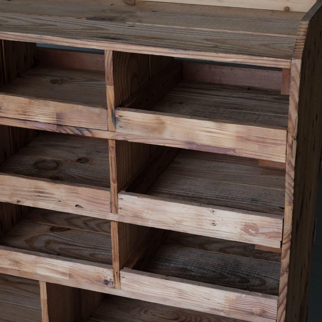 杉材 マス目収納棚　飾り棚 シェルフ ラック 古家具 古道具 アンティーク