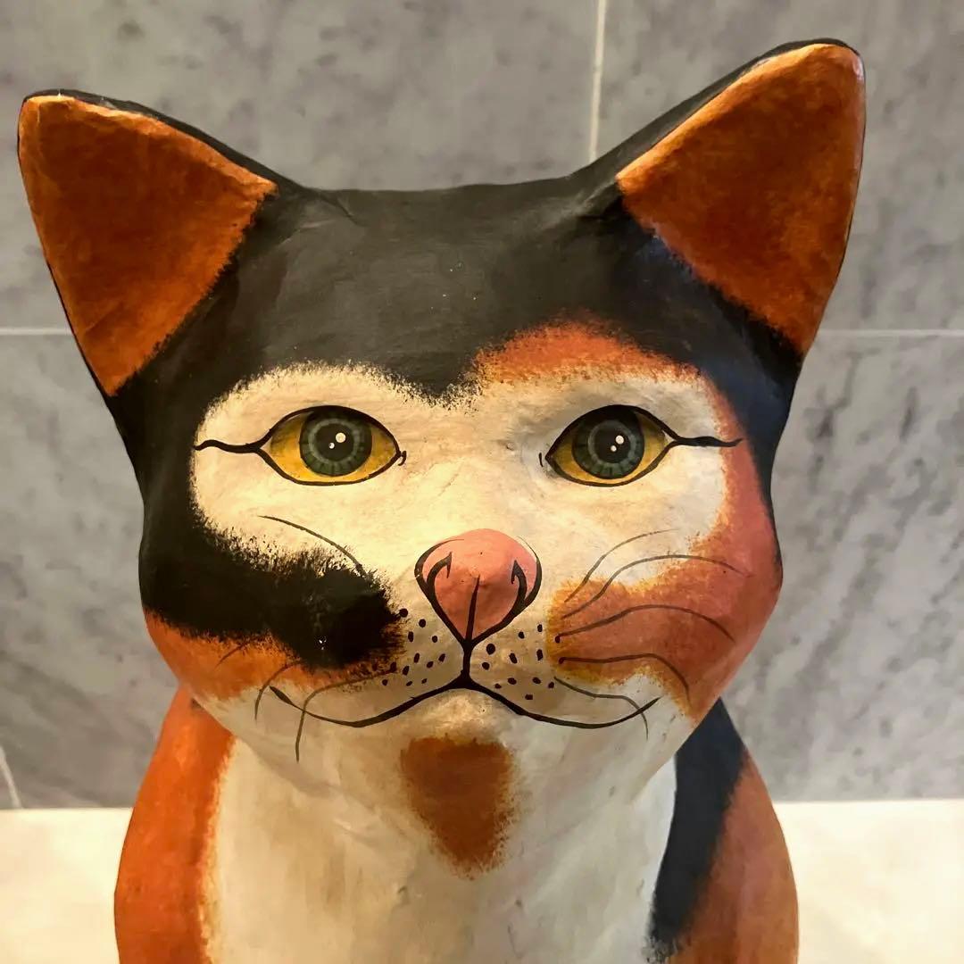 1960-70年代ビンテージ瞳が美し過ぎる超特大の美術館展示級の芸術的な張子の猫