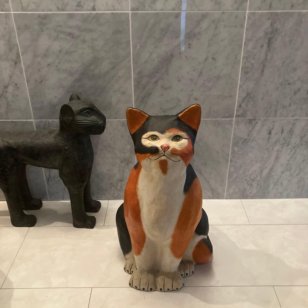 1960-70年代ビンテージ瞳が美し過ぎる超特大の美術館展示級の芸術的な張子の猫