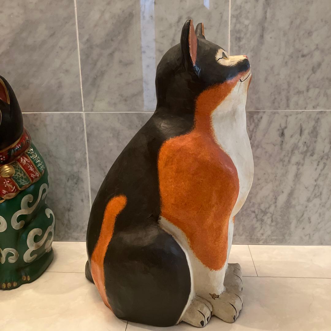 1960-70年代ビンテージ瞳が美し過ぎる超特大の美術館展示級の芸術的な張子の猫