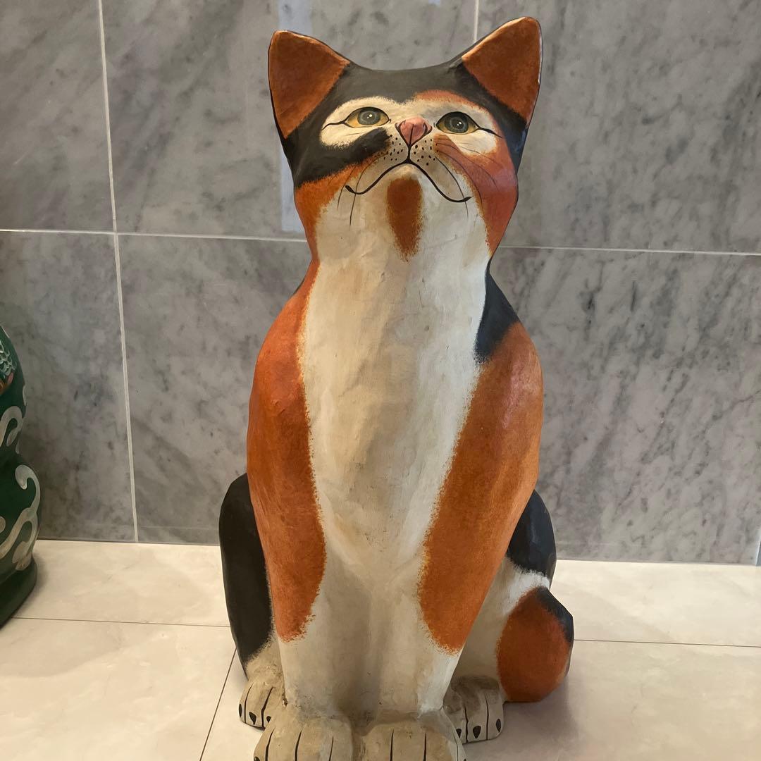 1960-70年代ビンテージ瞳が美し過ぎる超特大の美術館展示級の芸術的な張子の猫