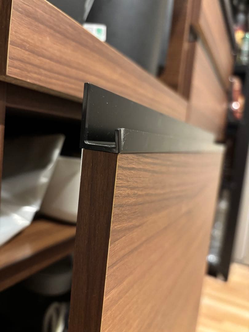 パモウナ 食器棚 キッチンボード 引き戸 キッチン収納 ウォールナット