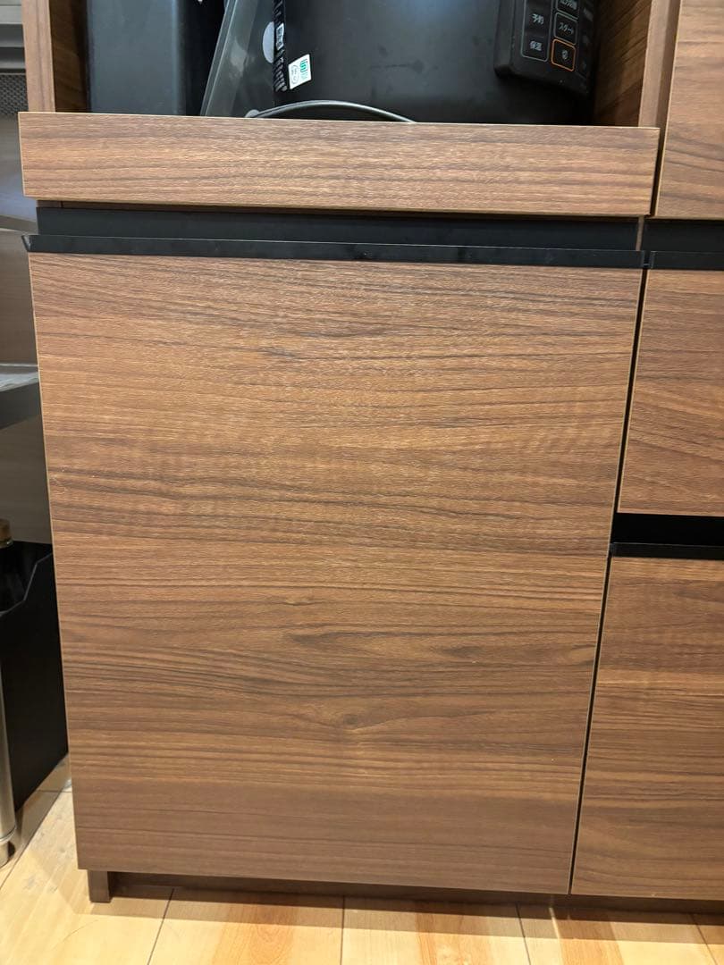 パモウナ 食器棚 キッチンボード 引き戸 キッチン収納 ウォールナット