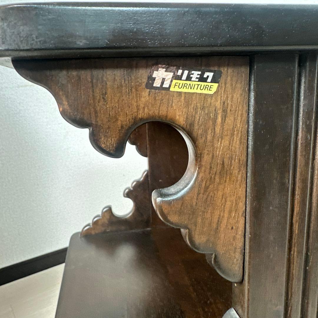 希少品 真鍮取手 オールド カリモク コロニアル 電話台 TEL台 i4※