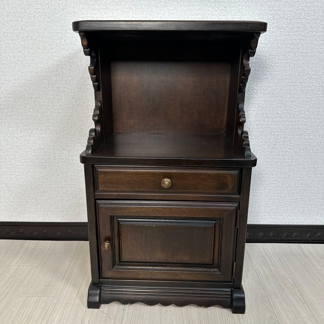 希少品 真鍮取手 オールド カリモク コロニアル 電話台 TEL台 i4※