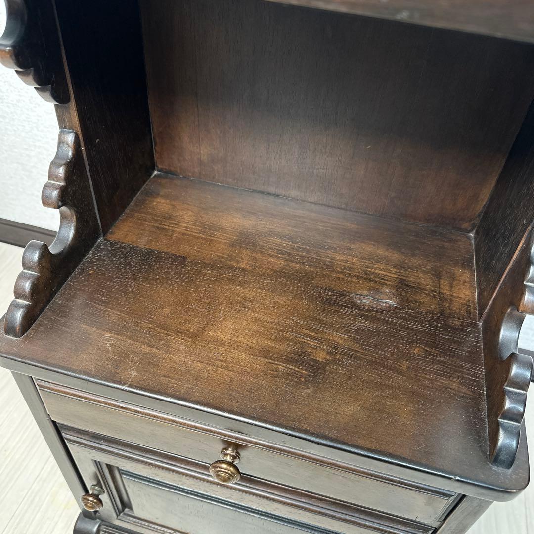 希少品 真鍮取手 オールド カリモク コロニアル 電話台 TEL台 i4※