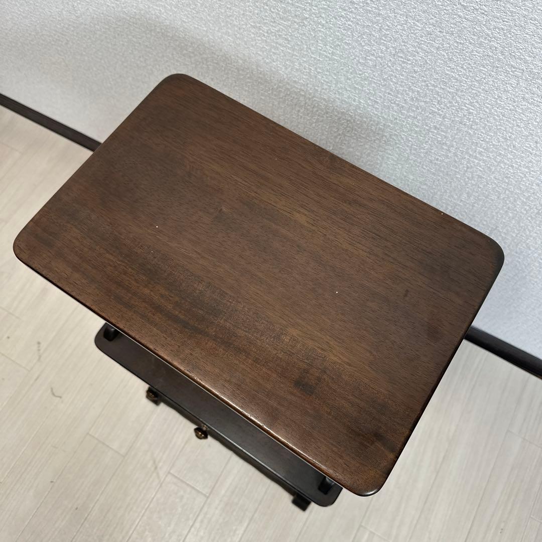 希少品 真鍮取手 オールド カリモク コロニアル 電話台 TEL台 i4※