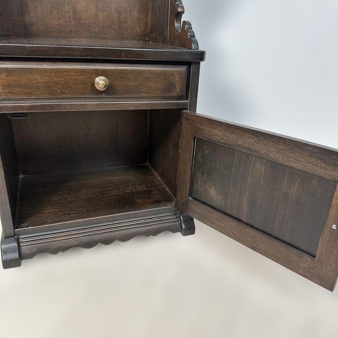 希少品 真鍮取手 オールド カリモク コロニアル 電話台 TEL台 i4※