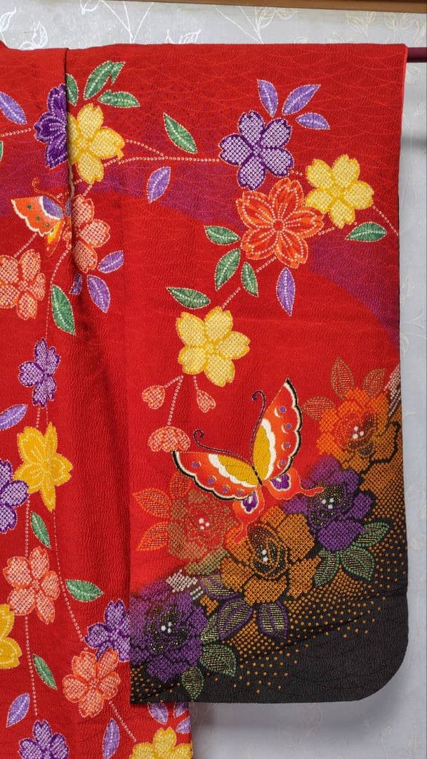 RK563子供着物四つ身7歳前後用着丈132センチ裄丈50センチ非常に綺麗美品