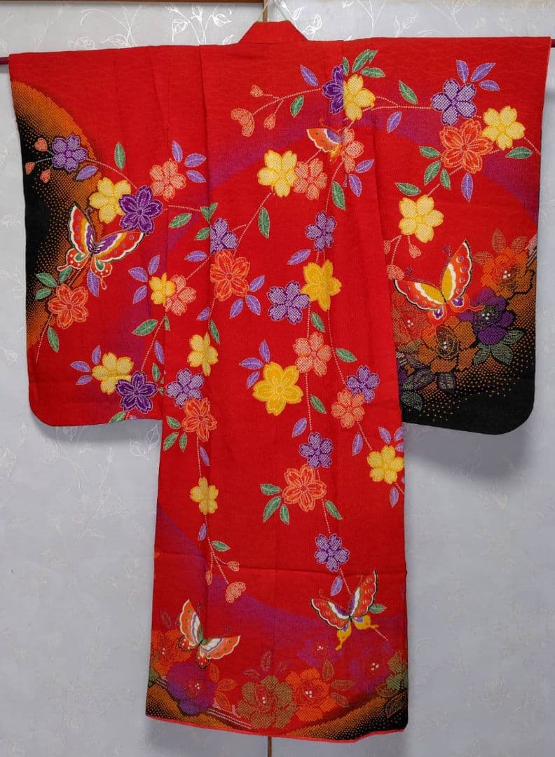 RK563子供着物四つ身7歳前後用着丈132センチ裄丈50センチ非常に綺麗美品