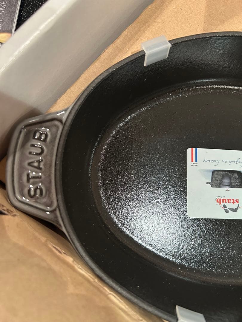 ◆新品未使用◆STAUB オーバルホットプレート グレー＊ミトン・ココット付き＊
