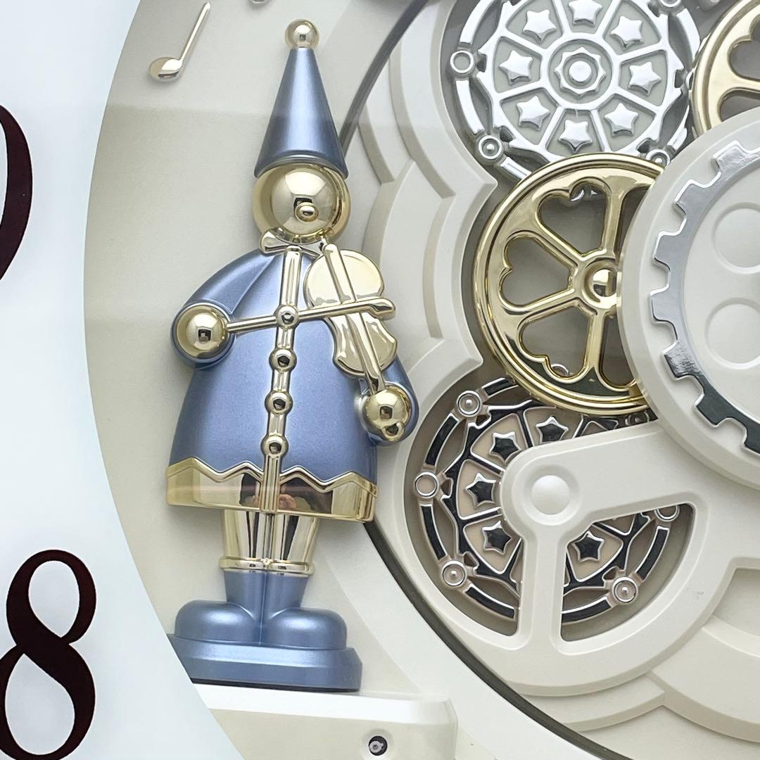 【訳あり】からくり電波時計 スモールワールド 4MN490RH リズム時計