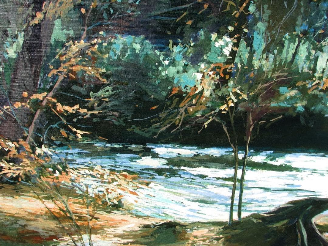 スペインの光と影,檜山健三「奥入瀬」30号油彩,芸大小磯教室,絶妙な光と影の表現