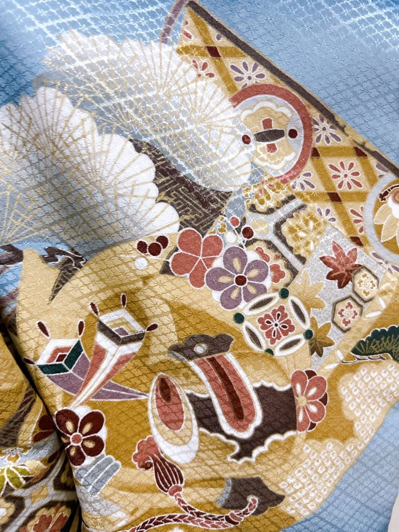 お買い得品♡七五三　小さめ5歳　男の子　フルセット　一式　青系　縦縞袴