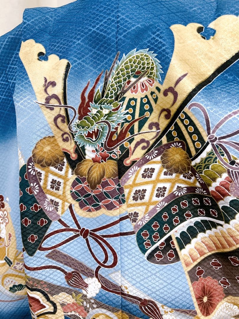 お買い得品♡七五三　小さめ5歳　男の子　フルセット　一式　青系　縦縞袴