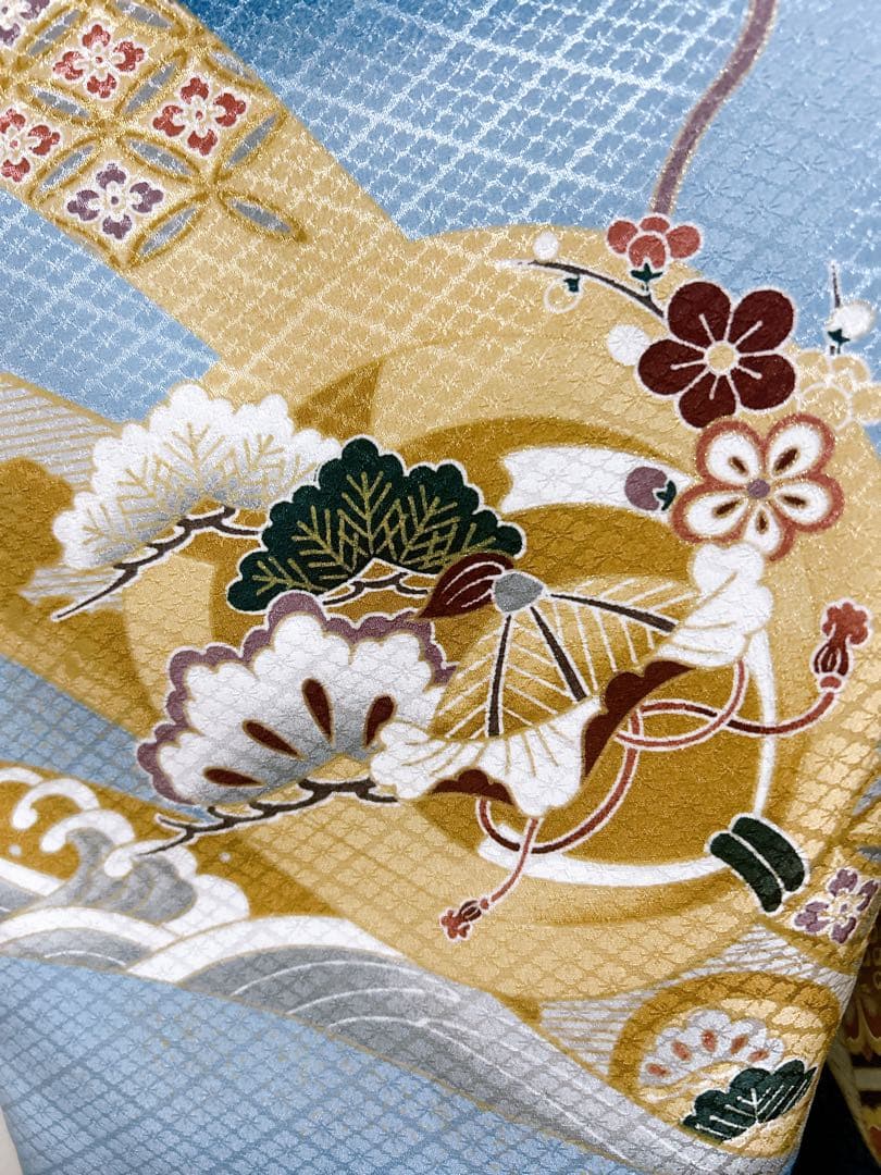 お買い得品♡七五三　小さめ5歳　男の子　フルセット　一式　青系　縦縞袴