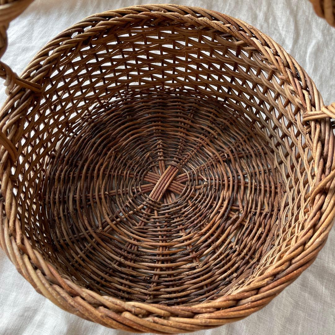 持ち手つき　あけびかご　小物入れ　古道具