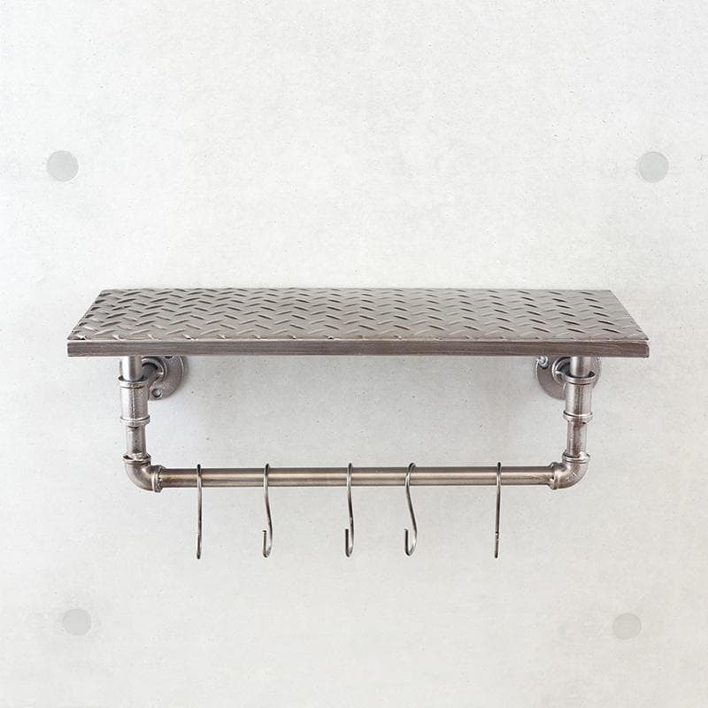 ★インダストリアルメタル ウォールシェルフ 天板付き S字フック シェルフ