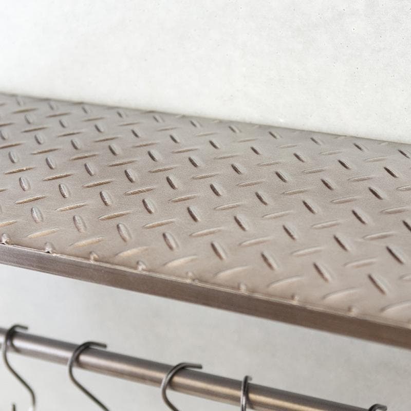 ★インダストリアルメタル ウォールシェルフ 天板付き S字フック シェルフ