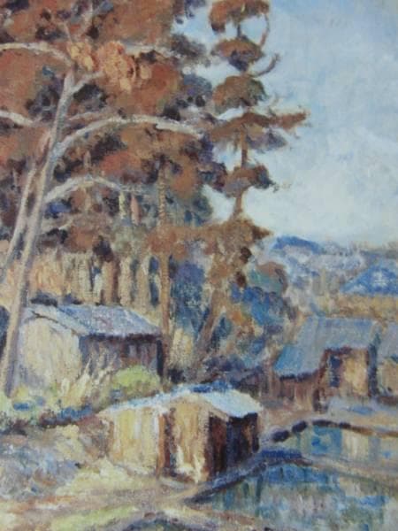 小磯良平、風景、希少画集画、新品高級額、額装付、状態良好、油彩