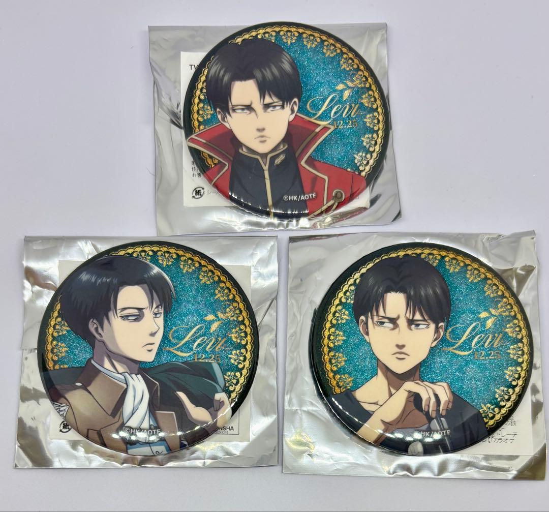 進撃の巨人 リヴァイ カラオケの鉄人 グリッター缶バッジ 3種 - メルカリ