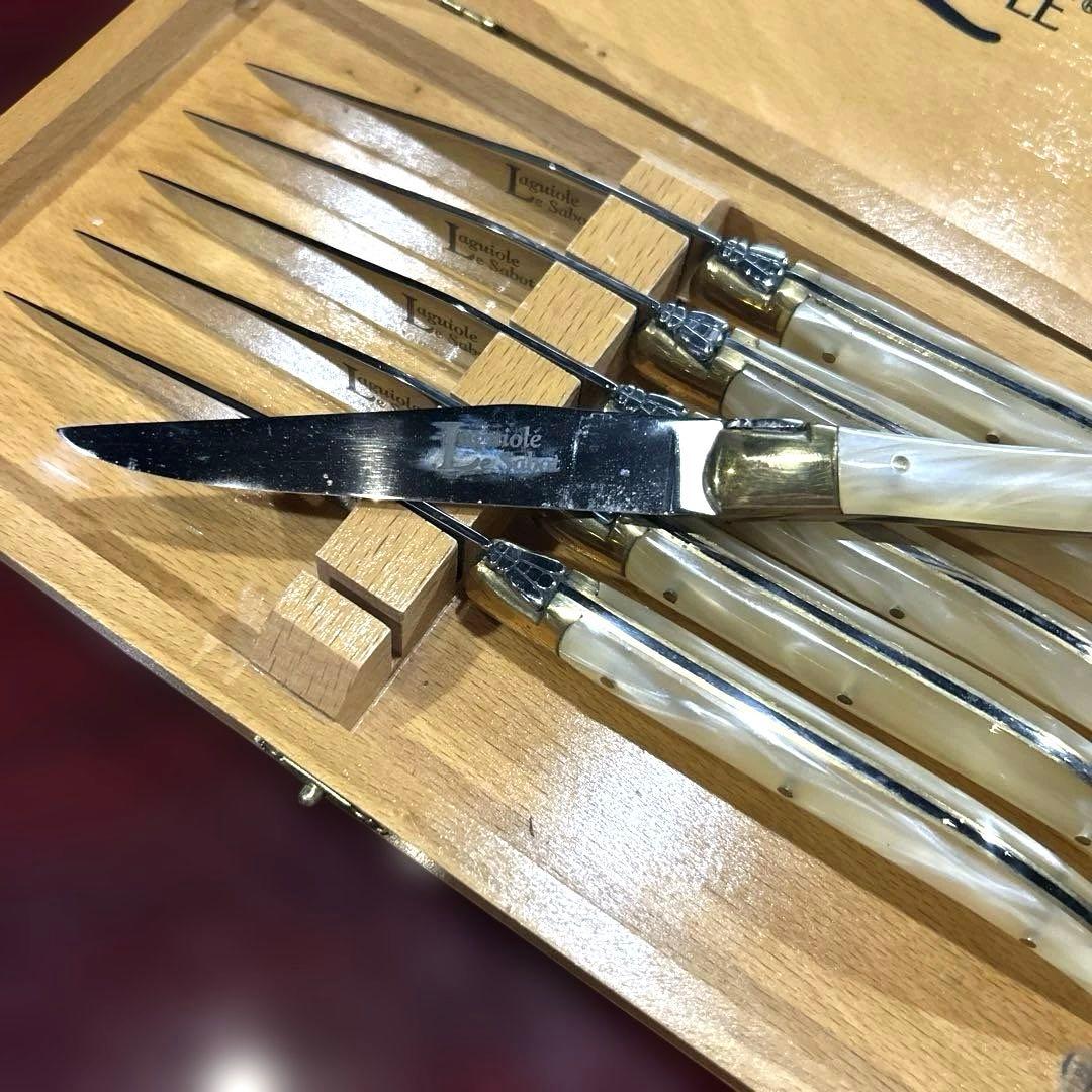 フランス ラギオール Laguiole ナイフセット 6本 木製ケース付き