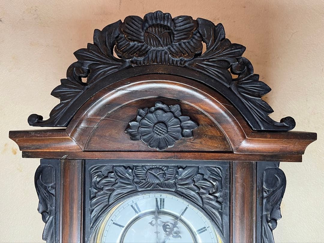 ユンハンス　黒柿　柱時計　古時計　振り子　ゼンマイ　精工舎　アンティーク　レトロ