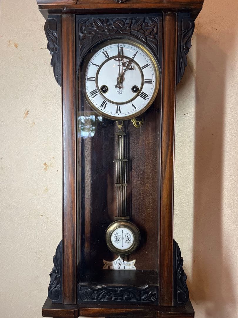 ユンハンス　黒柿　柱時計　古時計　振り子　ゼンマイ　精工舎　アンティーク　レトロ
