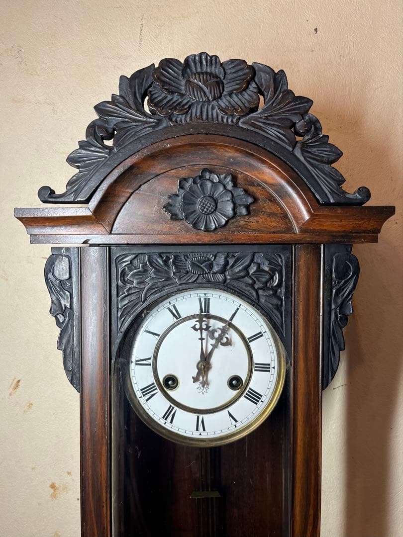 ユンハンス　黒柿　柱時計　古時計　振り子　ゼンマイ　精工舎　アンティーク　レトロ