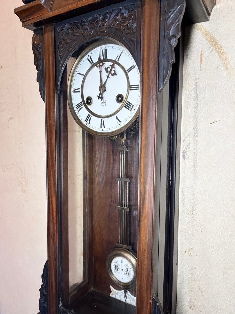 ユンハンス　黒柿　柱時計　古時計　振り子　ゼンマイ　精工舎　アンティーク　レトロ