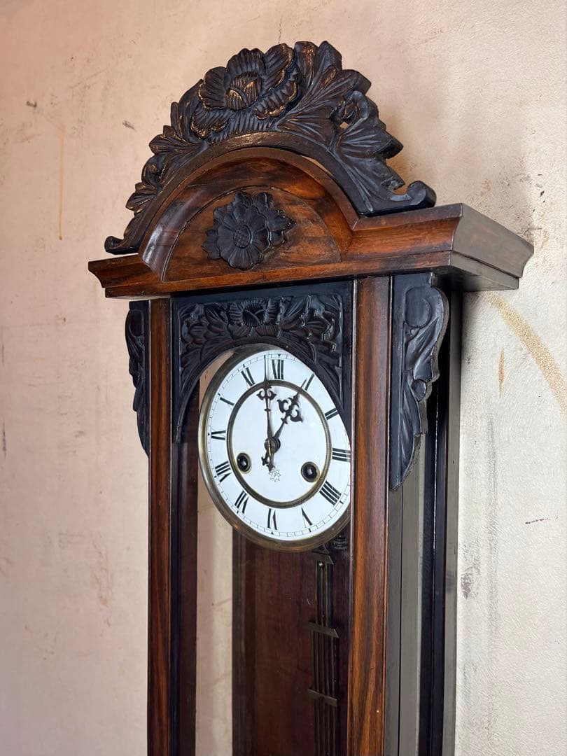 ユンハンス　黒柿　柱時計　古時計　振り子　ゼンマイ　精工舎　アンティーク　レトロ