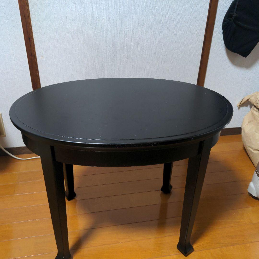 モリシゲ　ブラック楕円形テーブル 620x430x480mm