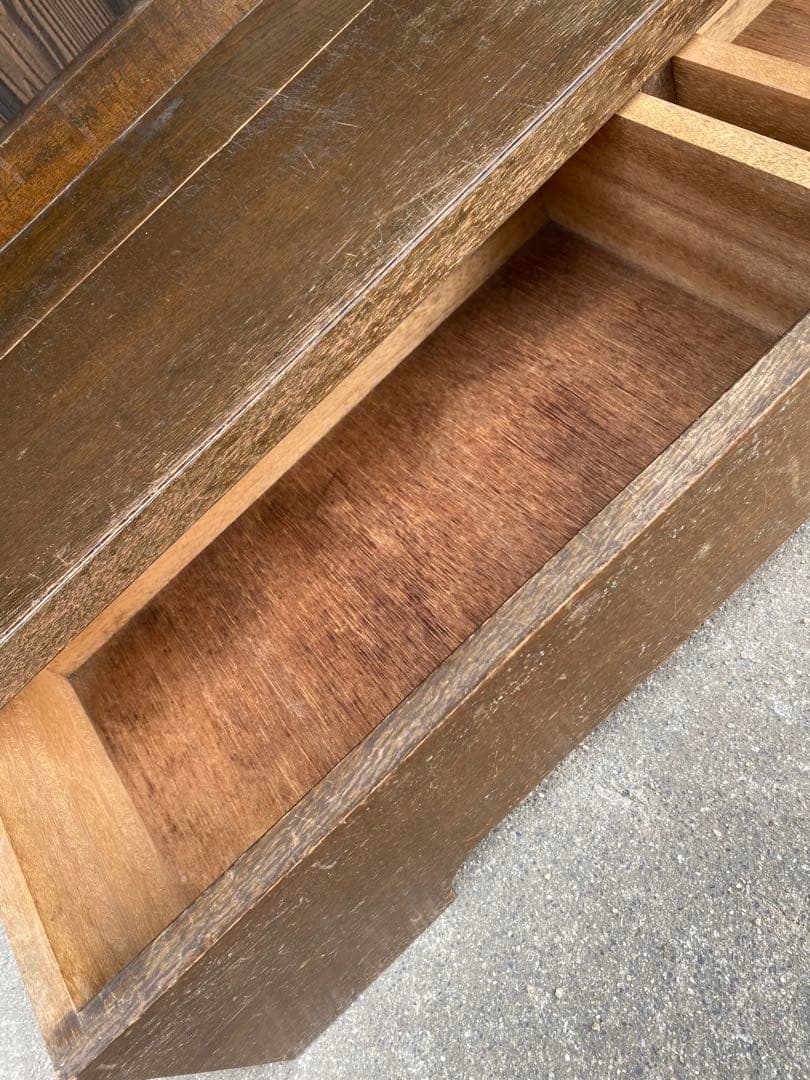 木製本棚　くさび棚　古家具　アンティーク　古道具　引き出し　シェルフ　棚　レトロ