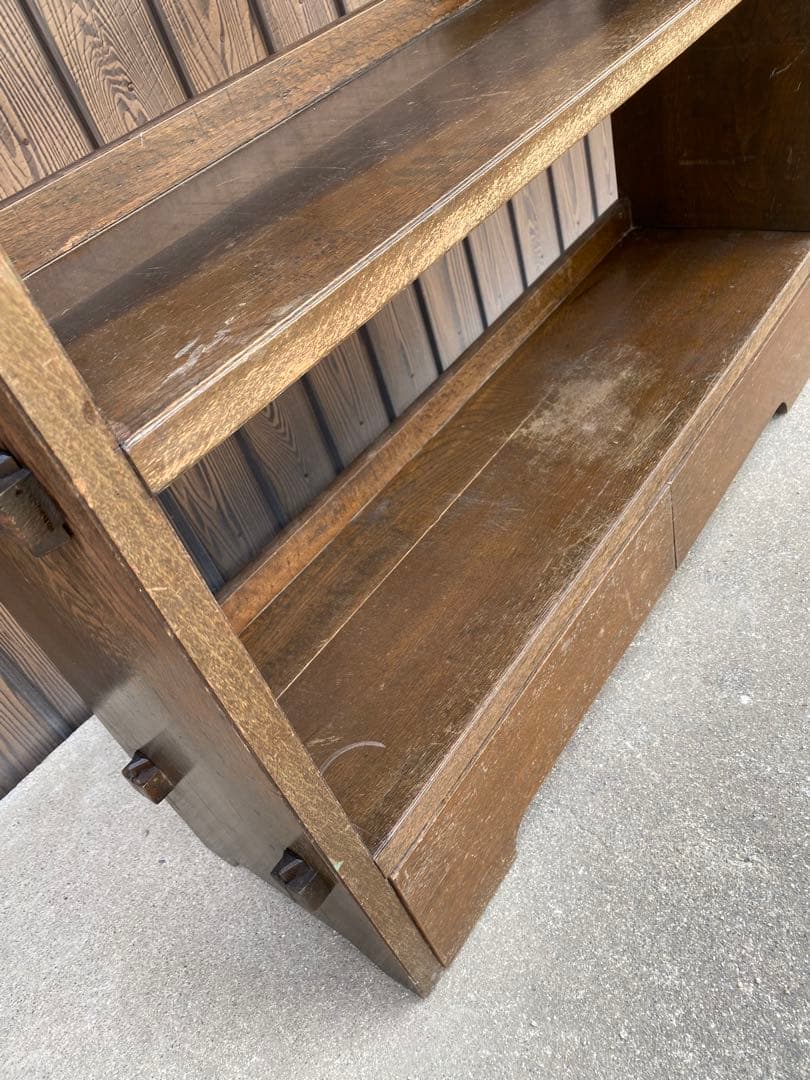 木製本棚　くさび棚　古家具　アンティーク　古道具　引き出し　シェルフ　棚　レトロ