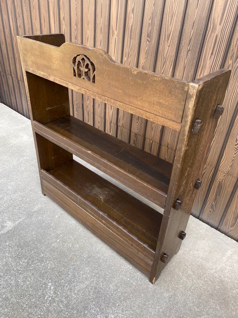 木製本棚　くさび棚　古家具　アンティーク　古道具　引き出し　シェルフ　棚　レトロ