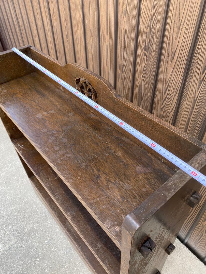 木製本棚　くさび棚　古家具　アンティーク　古道具　引き出し　シェルフ　棚　レトロ